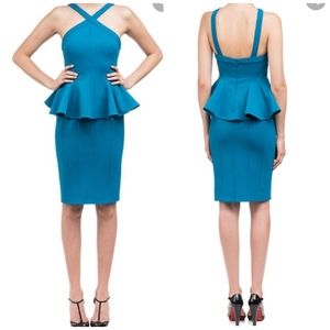 Zac Posen NWT blue peplum criss cross neckline